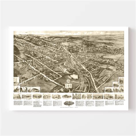 Vintage Map of Goshen, New York 1922 by Ted's Vintage Art