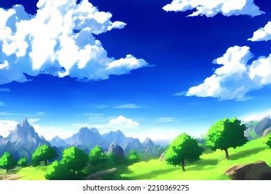 Landscape Scene Illustration Digital Painting Greenery Stock ...