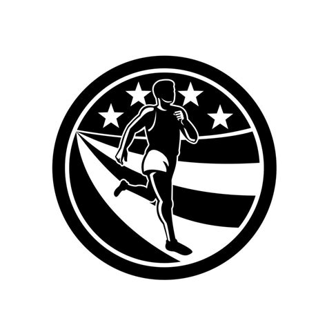 American Marathon Runner Black and White 1911887 Vector Art at Vecteezy