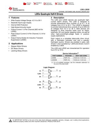 Datasheet IC L293 | PDF