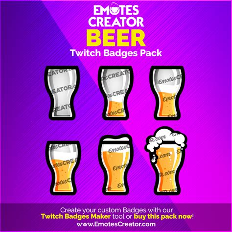 Beer Twitch Sub Badges Pack – Emotes Creator