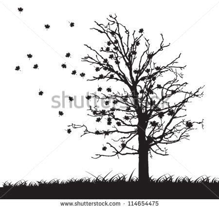 tree silhouette with fallen leaves | Tree silhouette, Vector trees, Tree