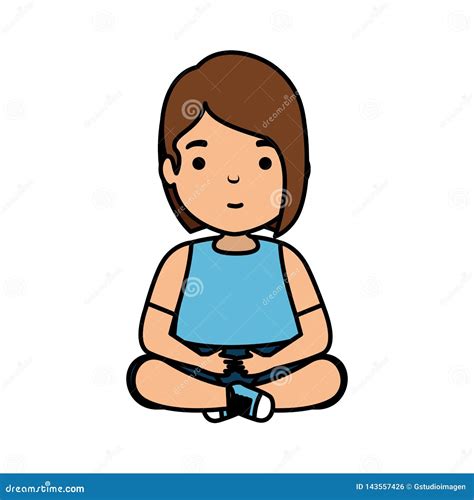 Cute Little Girl Seated Character Stock Vector - Illustration of celebrating, character: 143557426