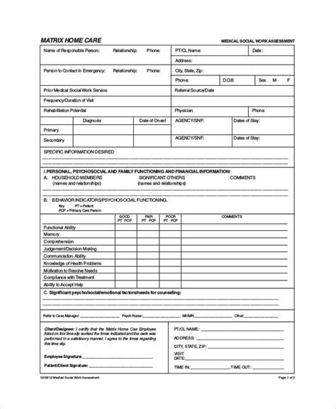 Free Social Work Assessment Forms in MS Word | PDF