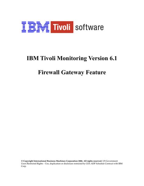 IBM Tivoli Monitoring Version 6.1 Firewall Gateway Feature