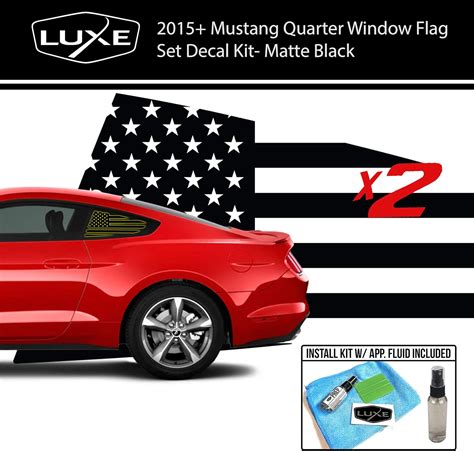 PRECUT Quarter Window American Flag Decal Ford Mustang 2015-2019 Flat Matte