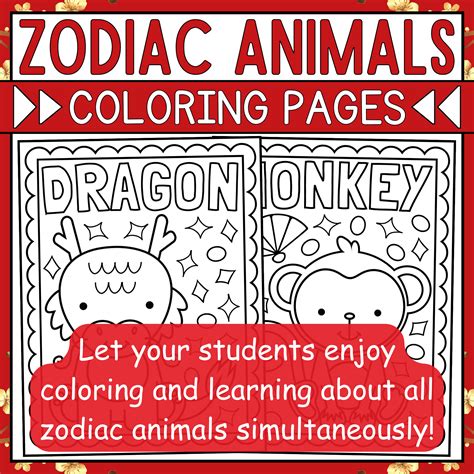 Chinese New Year Zodiac Animals Coloring Pages | Lunar New Year Zodiac ...