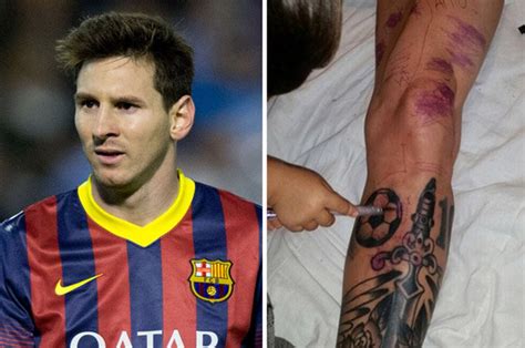 Lionel Messi tattoo: Barcelona star ruins world's most expensive leg ...