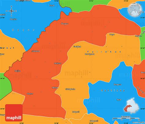 Political Simple Map of Firozpur