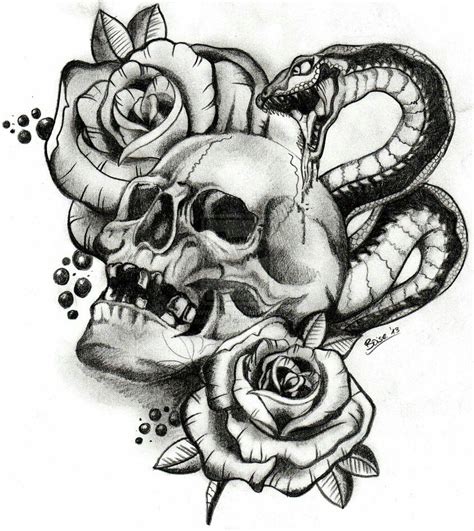 Skull snake & roses tattoo | TATTOOS & BODY ART INSPIRATION. .. Arrows ...