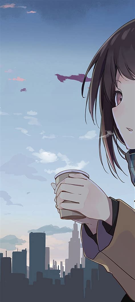 Anime Girl Holding Tea Outside Resolution , Anime , , and Background ...