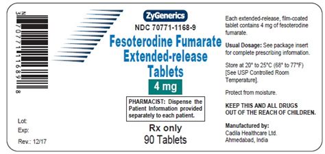 BUY Fesoterodine Fumarate (Fesoterodine Fumarate) 4 mg/1 from GNH India at the best price available.