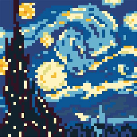 starry night pixel art - Google Search | Misc. Pixels and Cross Stitch | Pinterest | Art google ...