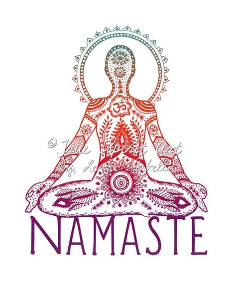 Items similar to Namaste - Art Print, Red Lotus, Yoga Pose on Etsy