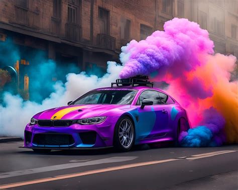 Premium AI Image | Super car Drifting with colored smoke