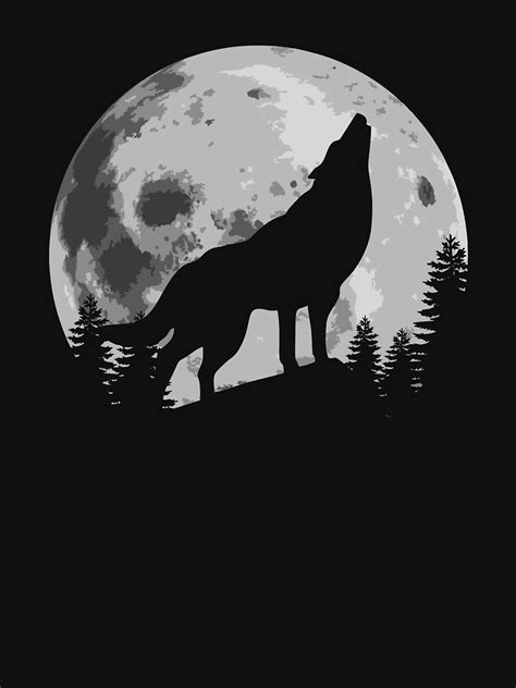 "Wolf Silhouette Howling in the Moon" T-shirt by printedkicks | Redbubble