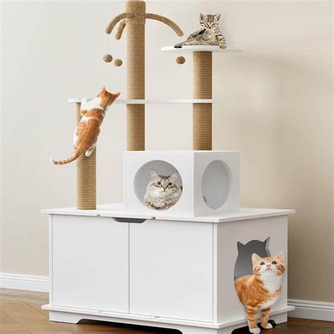 WIAWG Cat Litter Box Enclosure, Hidden Cat Washroom Kitty Litter Box Furniture, Modern Cat ...