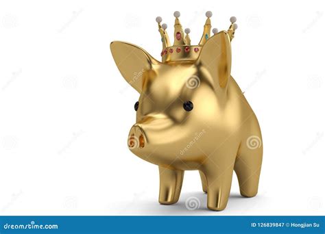 Pink Piggy Bank with Crown.3D Illustration Stock Illustration - Illustration of ceramic, profit ...