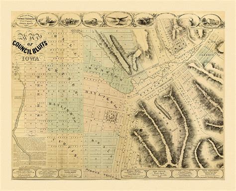 Map Of Council Bluffs 1858 Photograph by Andrew Fare - Pixels