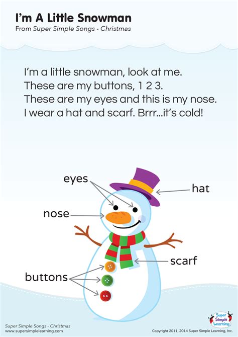 I'm A Little Snowman Lyrics Poster - Super Simple