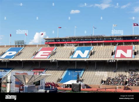 PENN sign, Franklin Field stadium, commencement ceremony for students of the University of ...