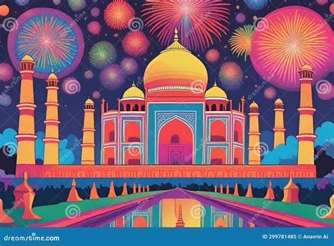 Taj Mahal Fireworks in the Sky. AI Generated Stock Illustration - Illustration of celebration ...