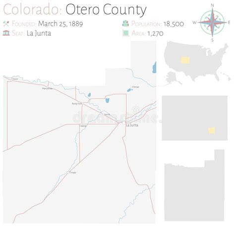 Map of Otero County in Colorado Stock Vector - Illustration of junta, county: 168705551