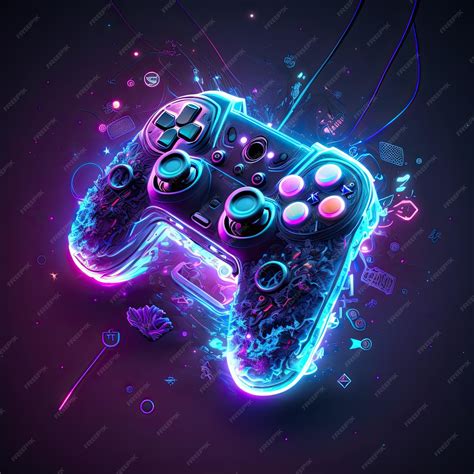 Premium Photo | Abstract neon light game controller artwork design digital art wallpaper glowing ...