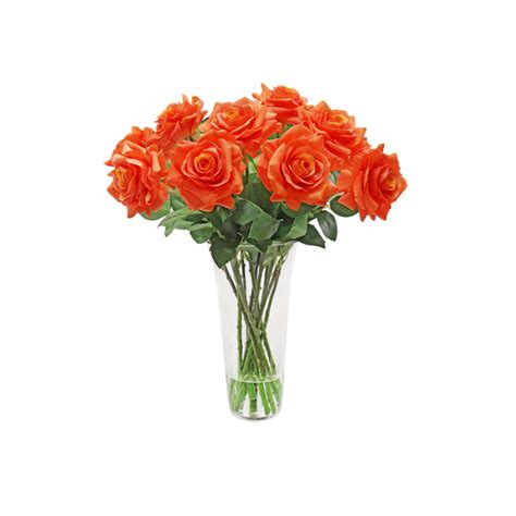 Open Rose Orange Arrangement - Silk by Design