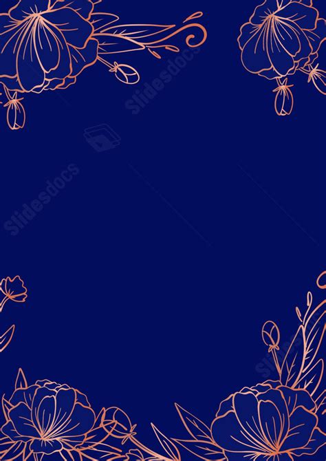 Border Of Flowers In Cobalt Blue Page Border Background Word Template ...