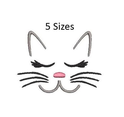 Cat Face Embroidery Design, Mini Cat Embroidery Design, 5 Sizes 4x4 ...