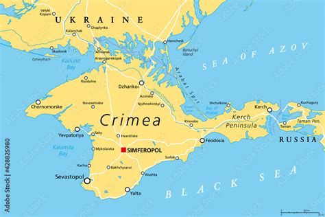 Crimea political map. Peninsula in Eastern Europe on the northern coast ...