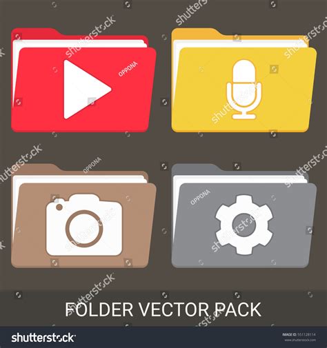 Colorful Folder Icon Pack Modern Flat Stock Vector (Royalty Free ...