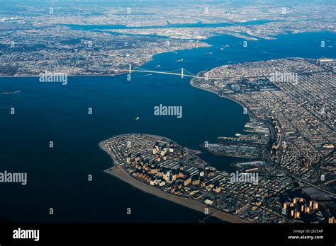 Verrazano Narrows Bridge Aerial View Stock Photo - Alamy