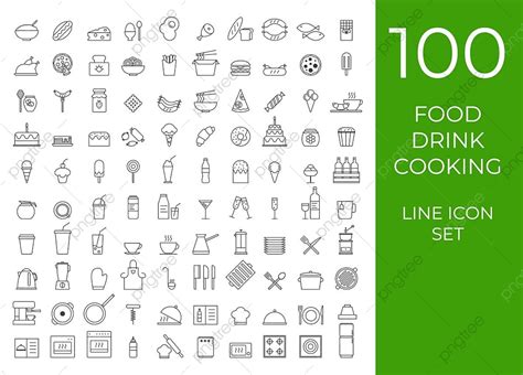 Mobile App Concept Vector Hd PNG Images, Set Of Simple 100 Kitchen Icons In Trendy Line Style ...