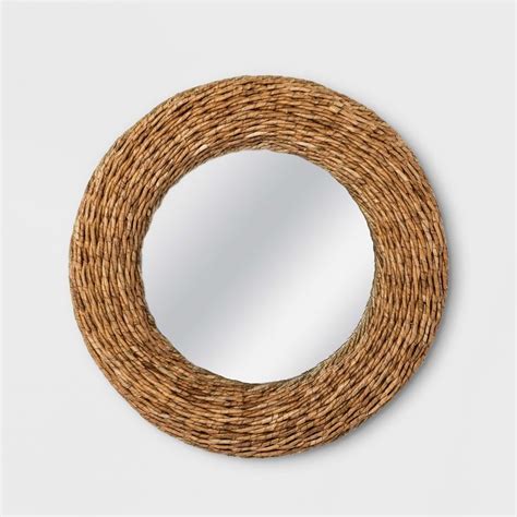 26" Woven Seagrass Round Mirror Natural - Threshold™ | Round mirrors, Circular mirror, Wicker mirror