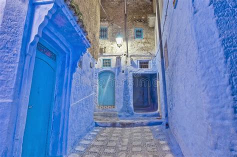 Night on City Streets of Chefchaouen, Morocco Stock Photo - Image of ...