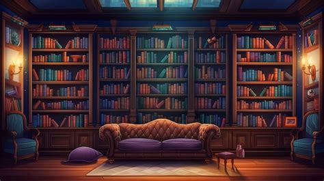 Premium AI Image | interior design of a library