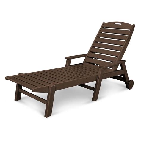 Shop POLYWOOD Nautical Mahogany Plastic Patio Chaise Lounge Chair at ...