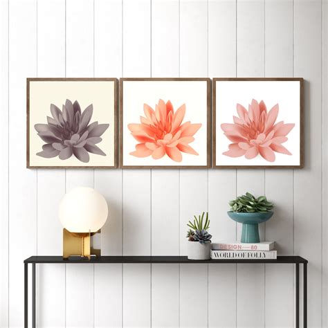 Set of 3 Prints, Set of 3 Wall Art, Flowers Decor, Flowers Wall Art ...