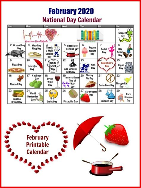 February National Day Calendar - Free Printable Calendars | National day calendar, National ...