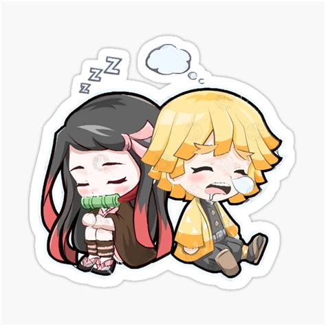 "Chibi Zenitsu and Nezuko Asleep " Sticker for Sale by JaniceJac82739 ...