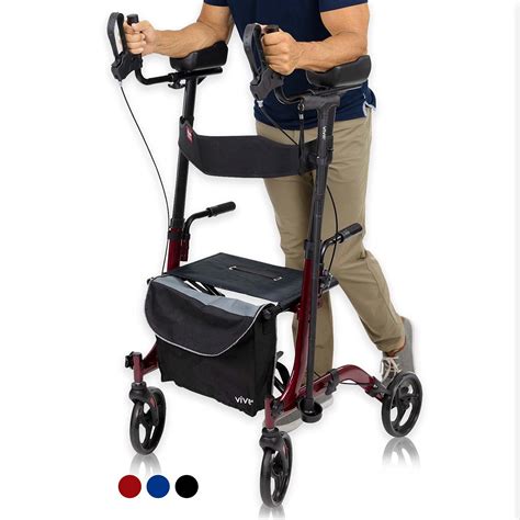 Buy Vive Mobility Upright Rollator Walker for Seniors with Seat and ...