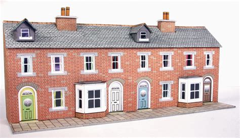 N Scale Low Relief Red Brick Terraced House Fronts