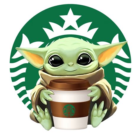 Starbucks Coffee Baby Yoda Round Vinyl Decal Sticker Car Truck Window Laptop Cellphone Yeti ...