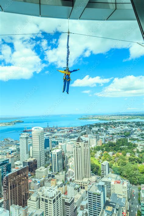 Bungee jumping from Auckland sky tower. Stock Photo | Adobe Stock