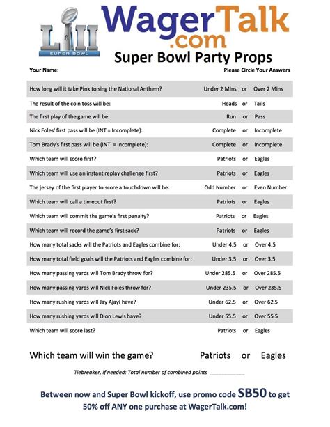 2024 Super Bowl Prop Bets Printable - Printable Templates Wonderland