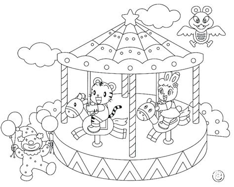 Merry Go Round Coloring Page at GetColorings.com | Free printable ...