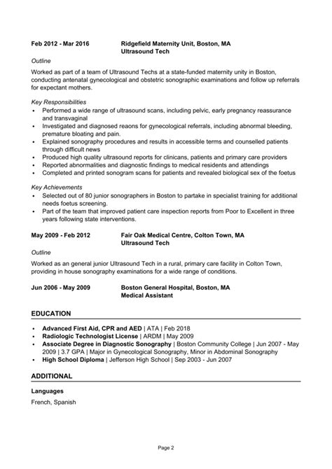 Ultrasound Tech resume example + guide [Get job interviews]