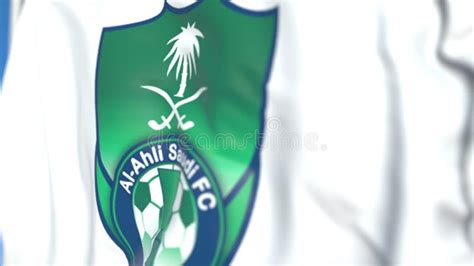 Waving Flag with Al-Ahli Saudi FC Football Club Logo, Close-up ...